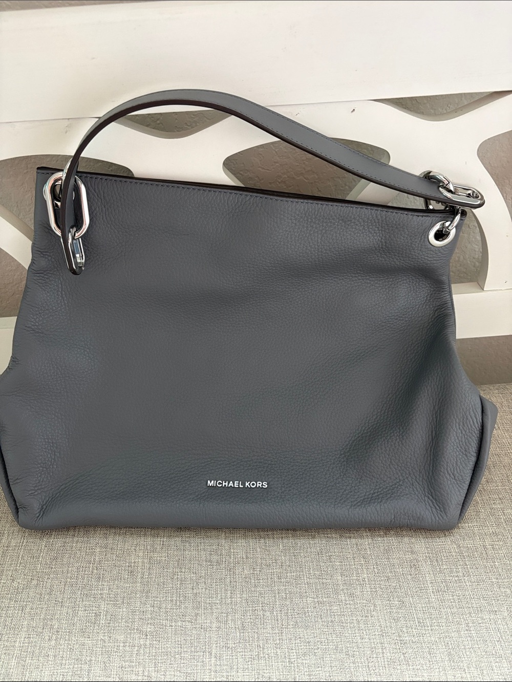 Michael Kors Charcoal Gray Pebbled Leather Shoulder Bag